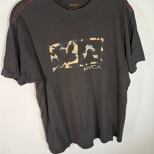 RVCA Black Graphic T-Shirt | Short Sleeve Tee with Beige Accents